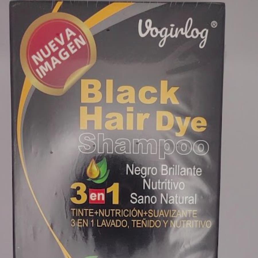 Vorginlog Black Hair Dye Shampoo 3 en 1 – Shampoo Tinte Negro Brillante (500 ml)